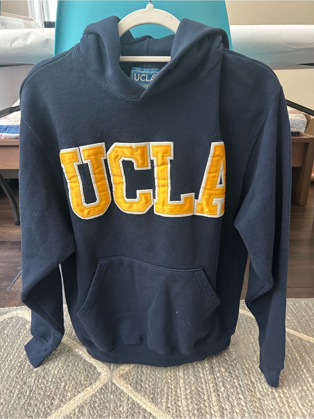 Anvil Navy Hoodie with Yellow UCLA Appliqué